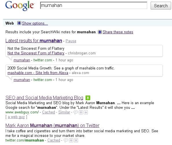 Social Feed in Google Search Results