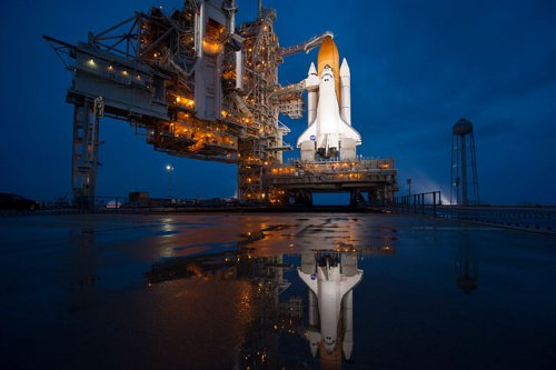 Space Shuttle Atlantis at NASA Kennedy Space Center Launch Pad 39A